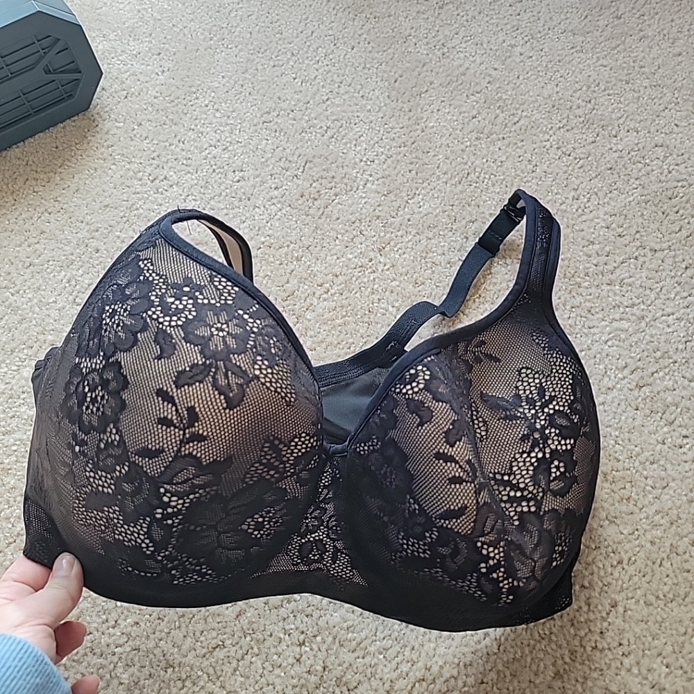 Cacique Lane Bryant Black Molded Lace Balconette bra 40DD